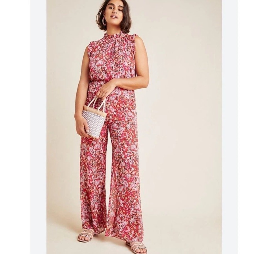Anthropologie Ali & Jay NWT It's You Girl Jumpsuit Red Floral Wide Leg Medium
